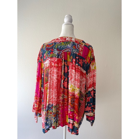 Jones New York Womens Size 2X Multicolor Patchwork Long Sleeves Tunic Blouse Top - Picture 5 of 12